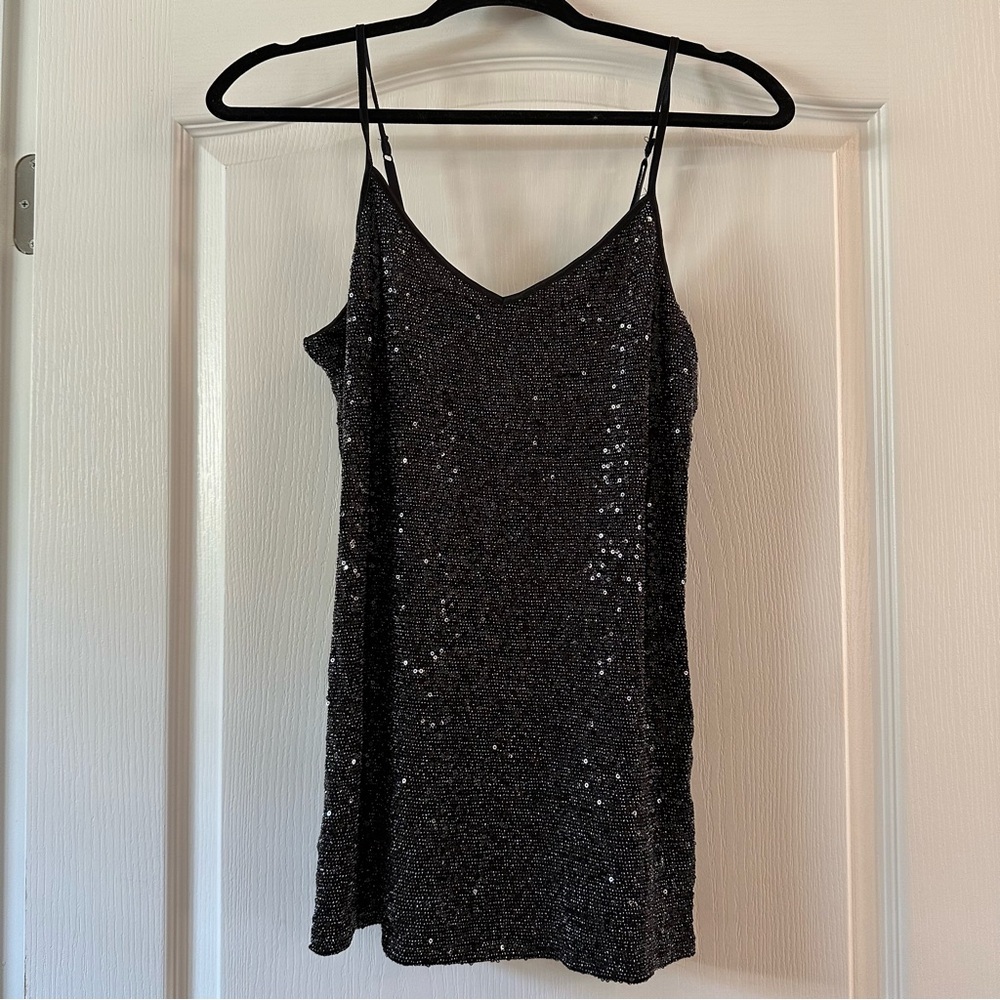 NEW Express Black Sequin Tank Top